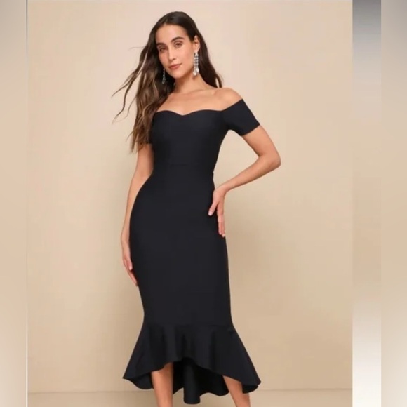 Lulus Dresses & Skirts - Lulu's Black Off-Shoulder Midi Dress -Worn Once!